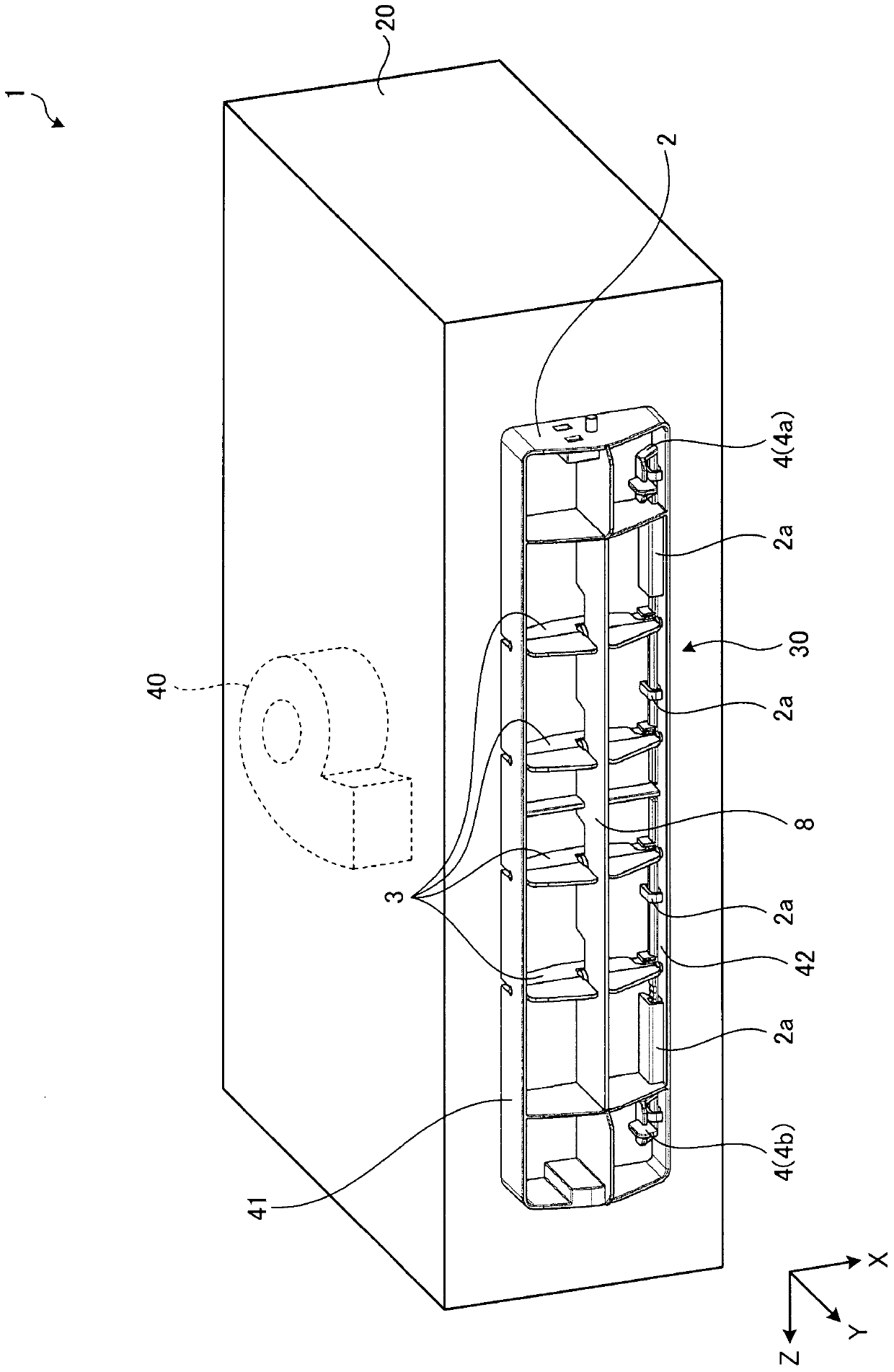 Outlet unit and air supply device