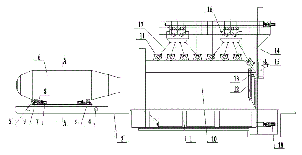 Rotary shot blasting machine for concrete mixing drum