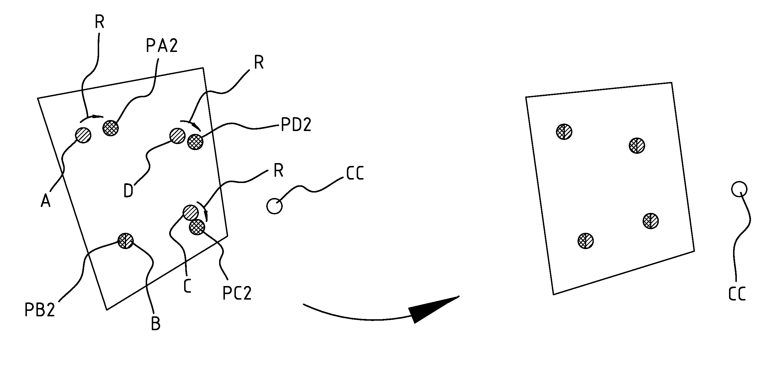 Method for determining the relative position of a first and a second imaging device and devices therefore