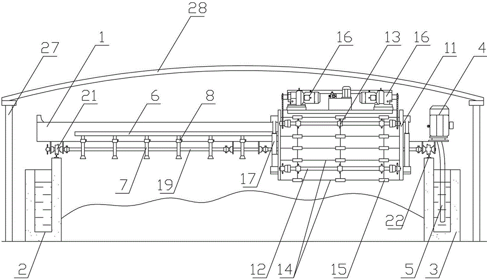 Large-span fermentation turning machine for organic fertilizer