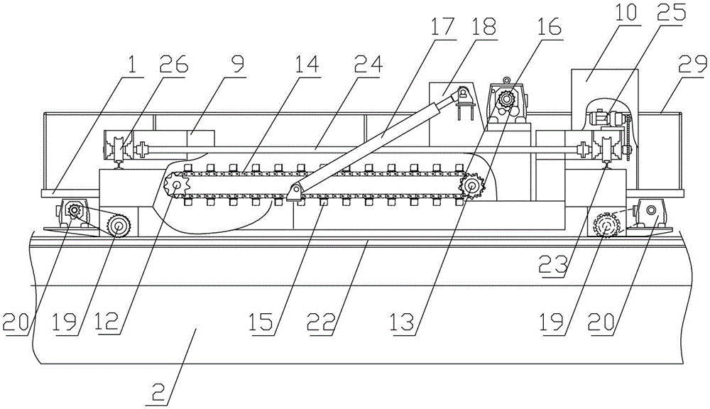 Large-span fermentation turning machine for organic fertilizer