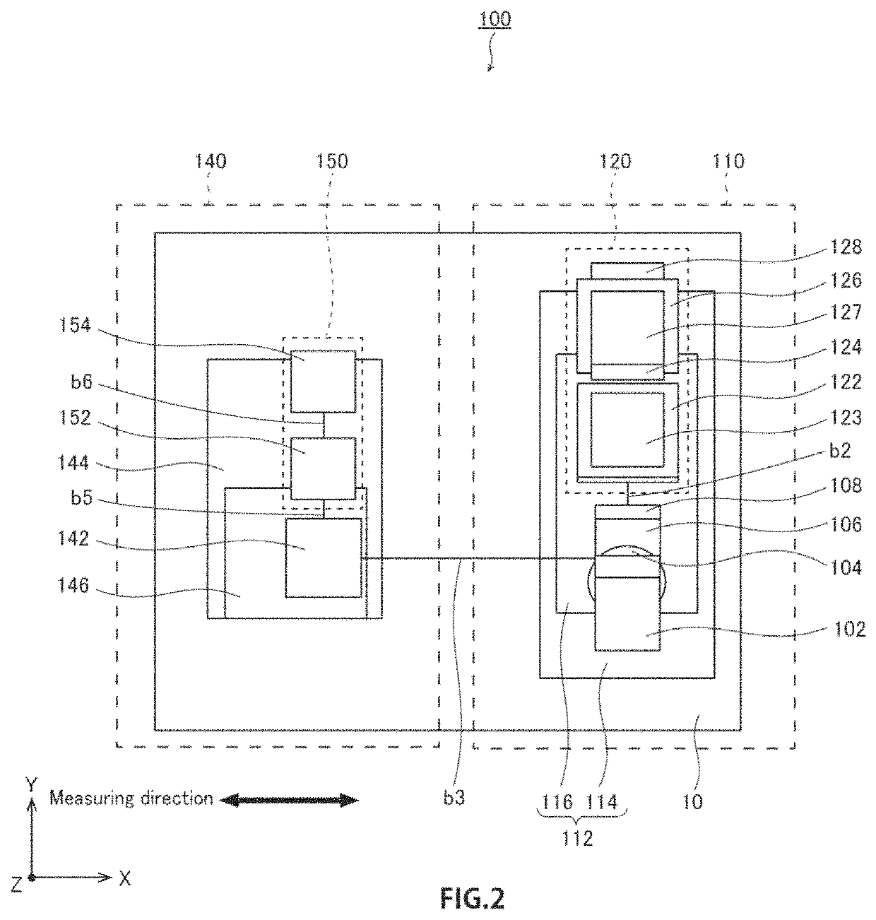 Relative position detection means and displacement detection device