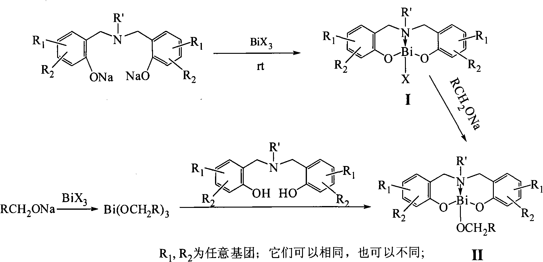 Metal bismuth compounds, preparation method and application thereof