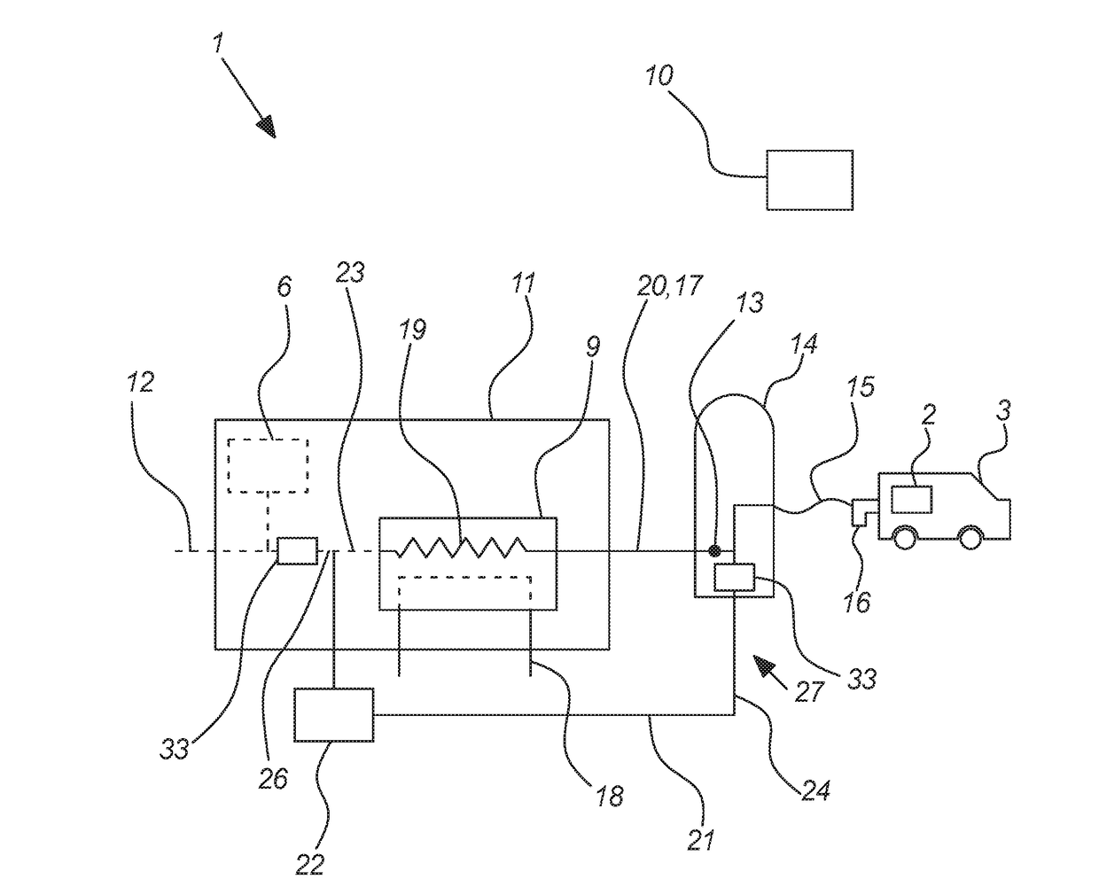 Cooling of a supply pipe in a hydrogen refueling system