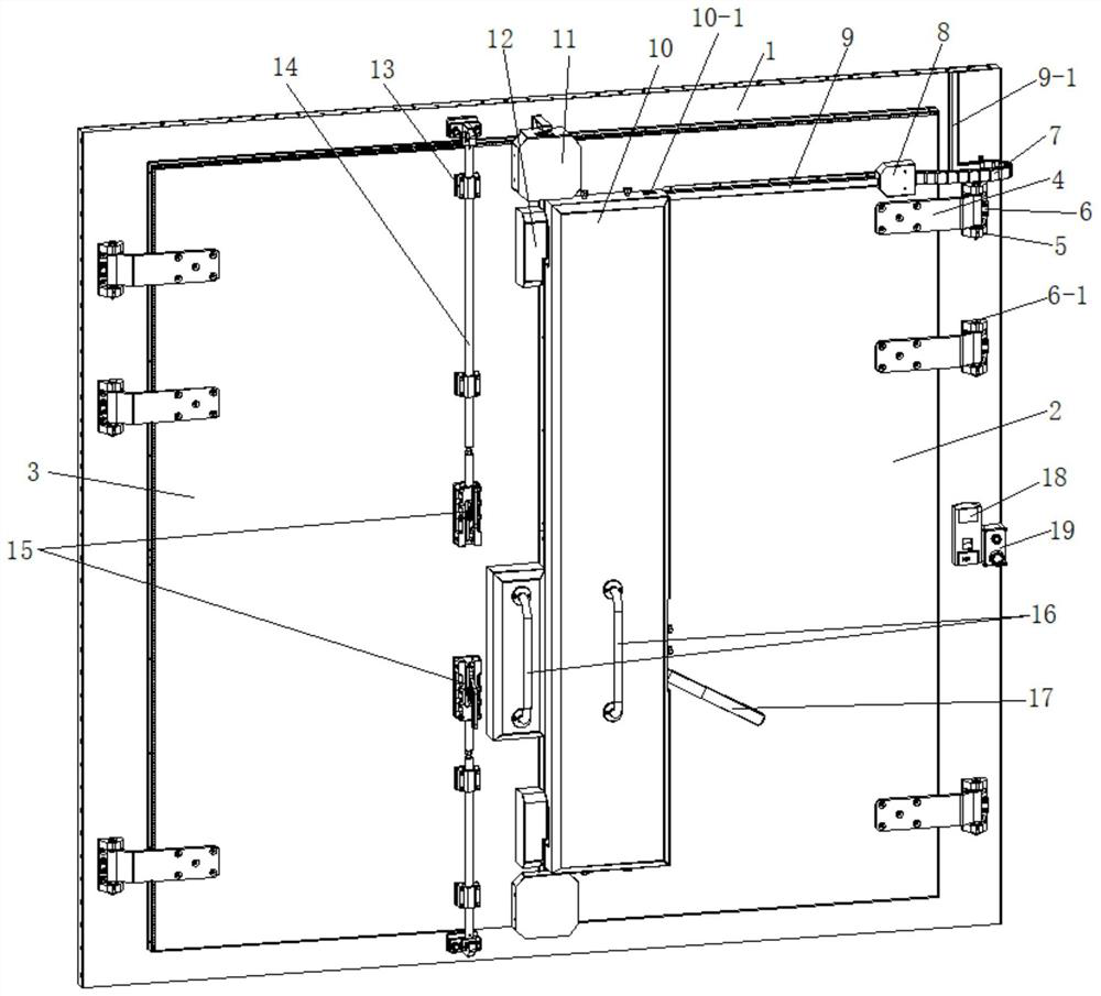 Shielding electric double-opening fan-shaped door