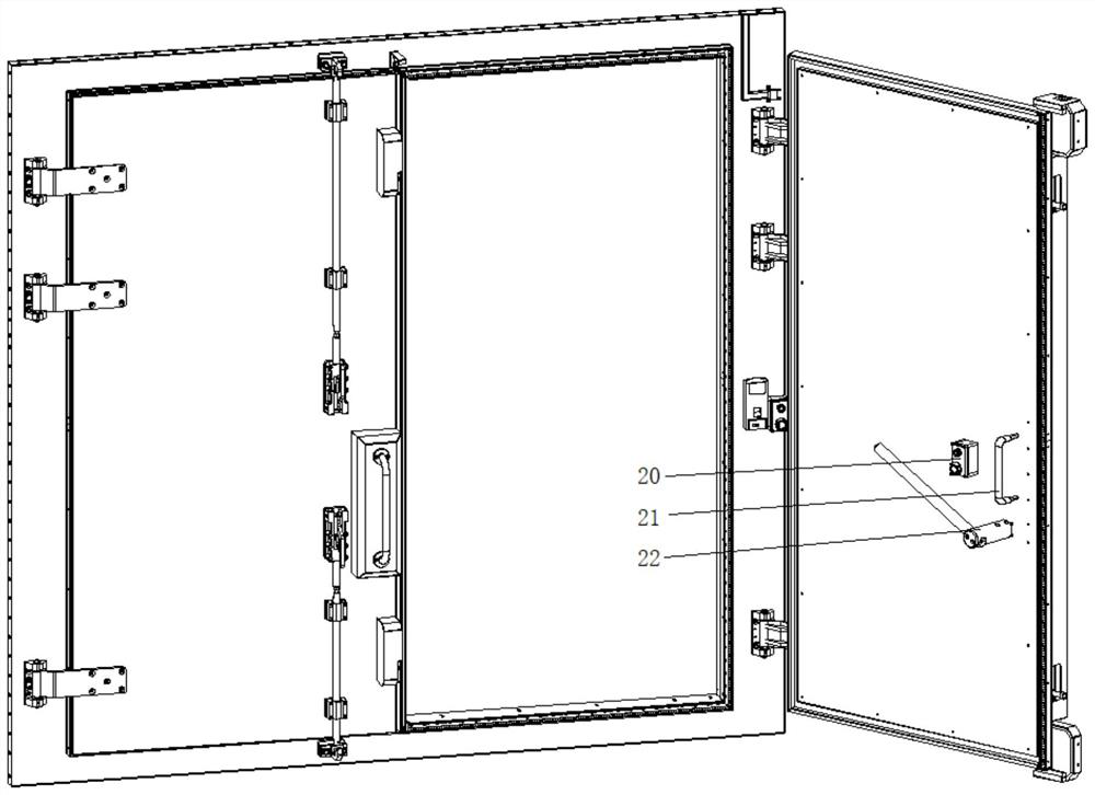 Shielding electric double-opening fan-shaped door