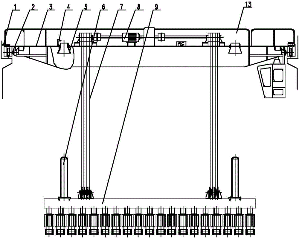 A positioning device and positioning method for a stacking crane clamp group