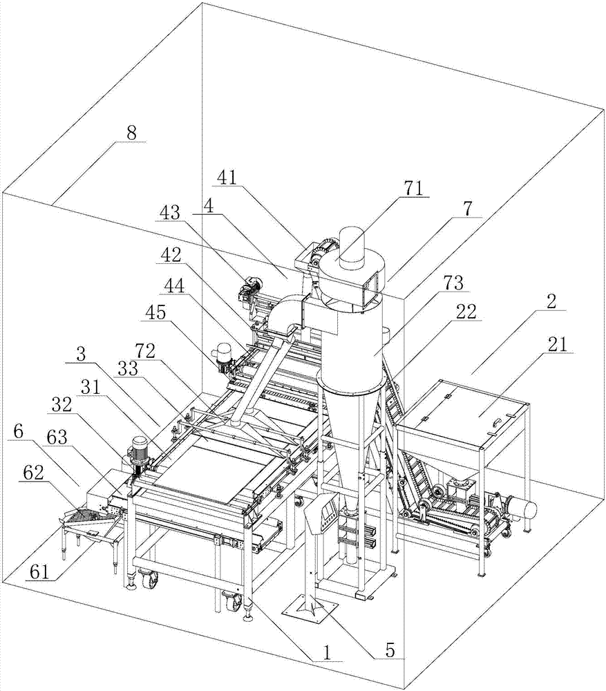 Dry granular distributing machine and dust cover