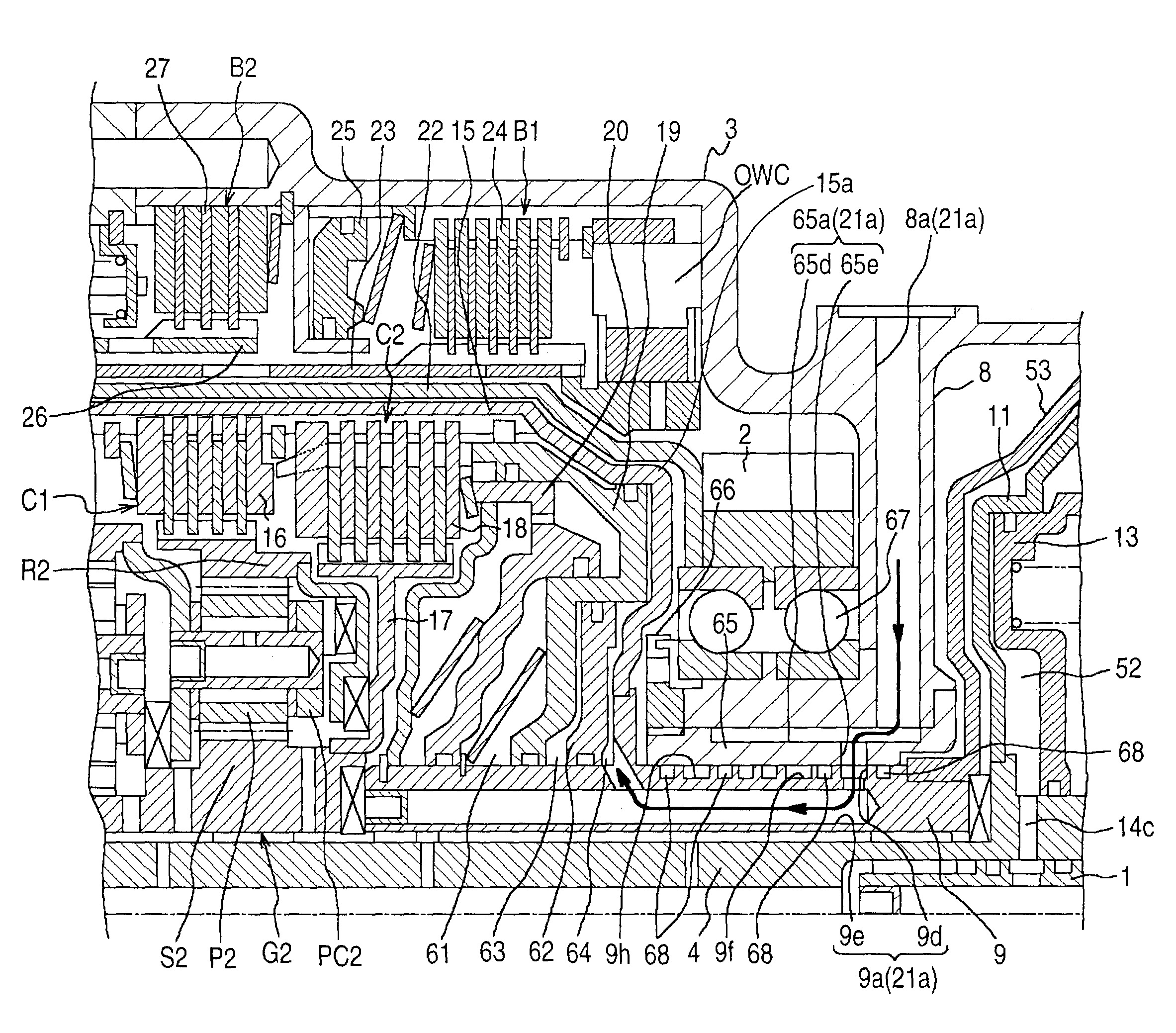 Hydraulic passage structure of automatic transmission friction element