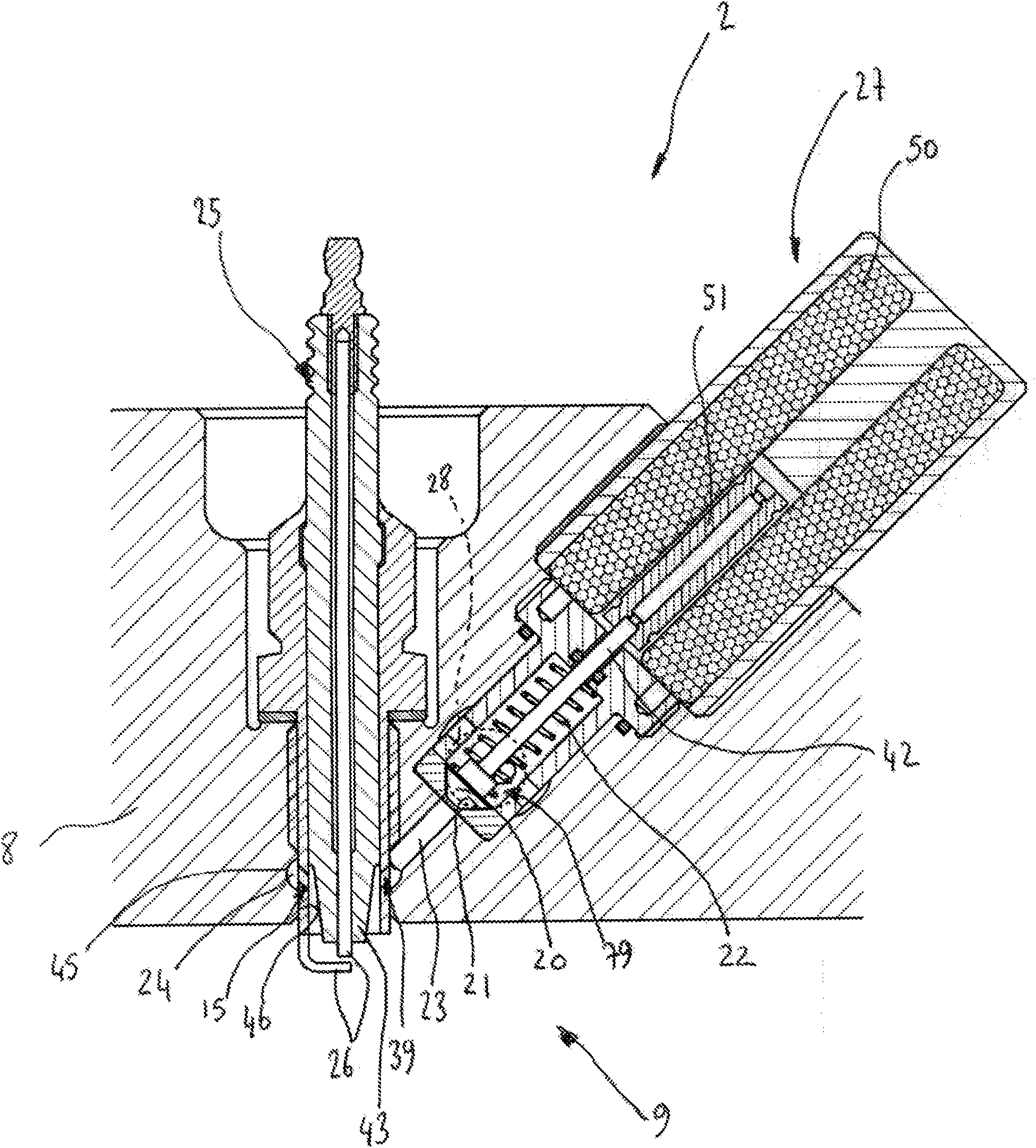 High-pressure stratification and spark ignition device for an internal combustion engine