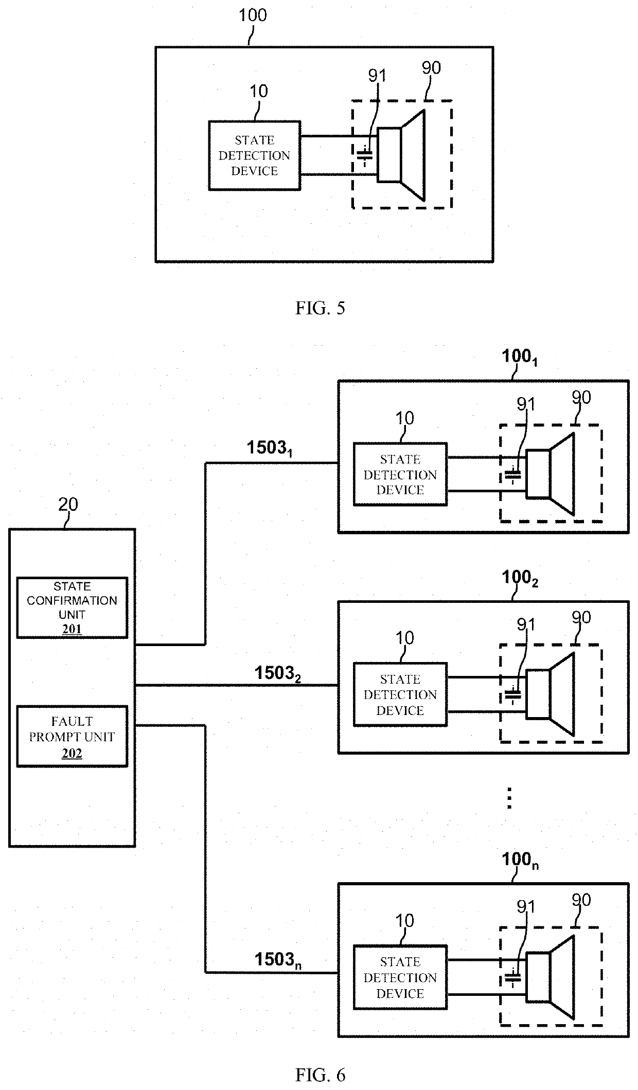 Status detection of alarm sounding parts