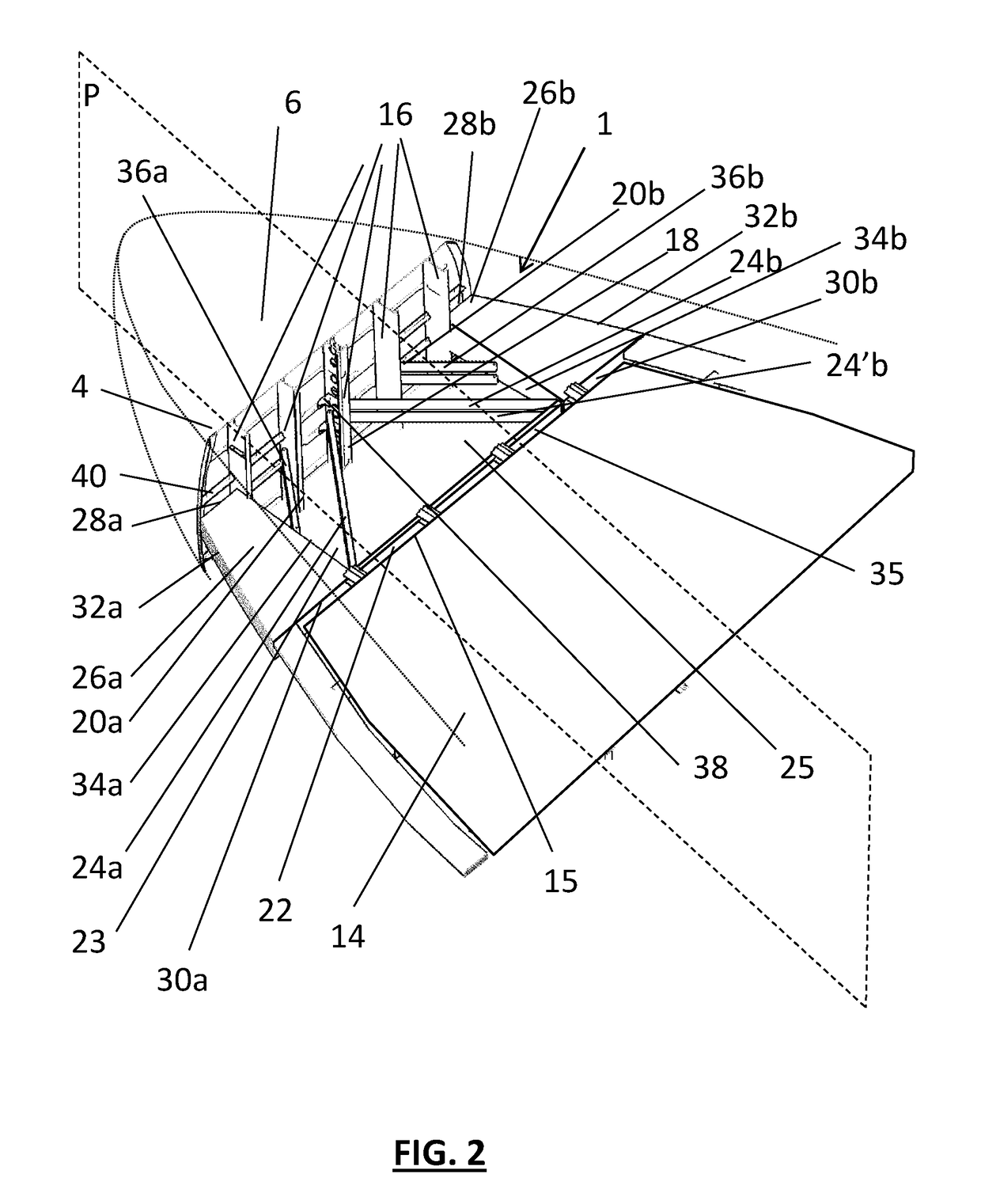 System for holding a forward pressure bulkhead via non-parallel rods attached to the floor