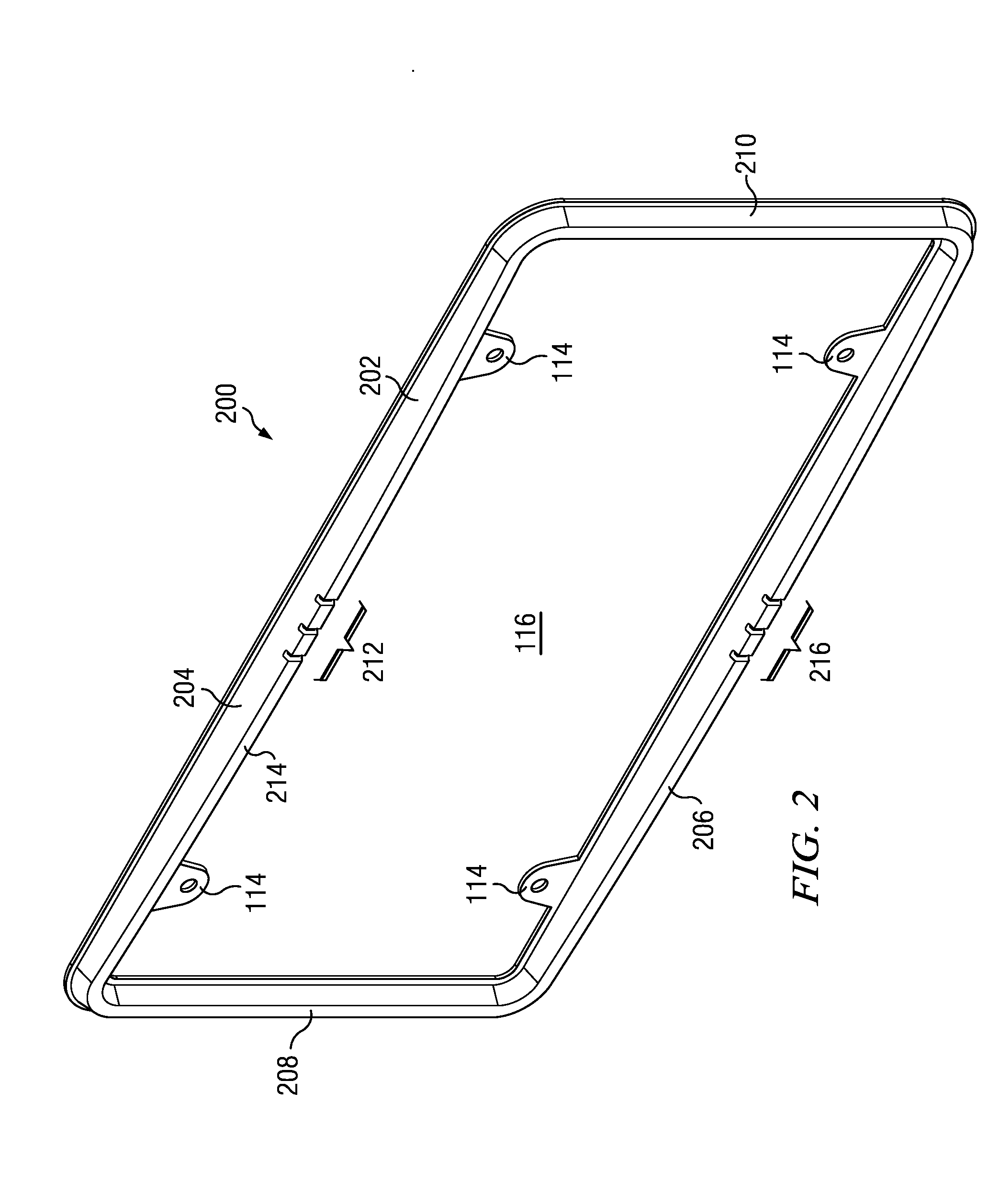 Overmolded vehicle license plate frame and bumper assembly