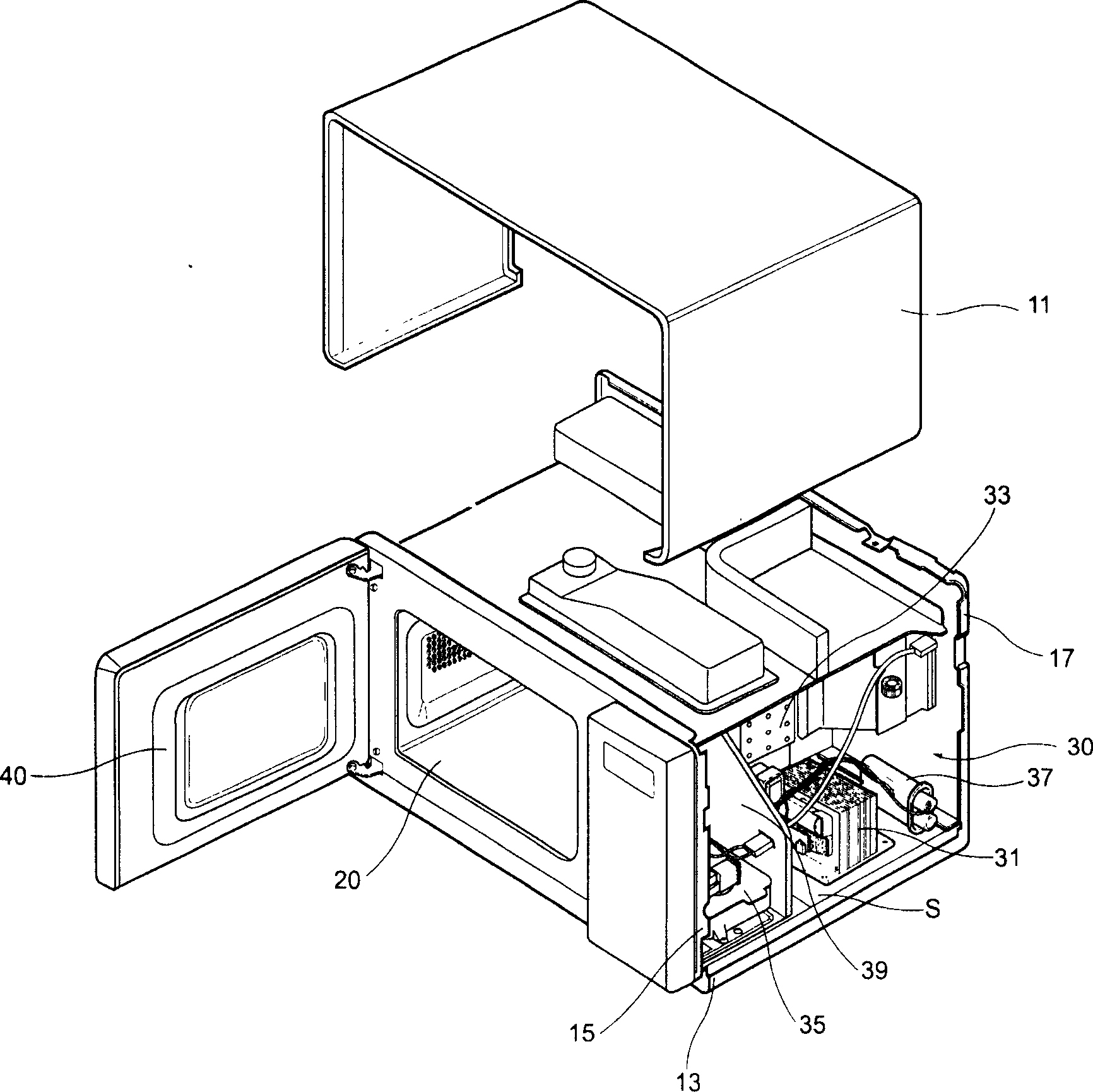 Fixing structure for air filter of microwave oven