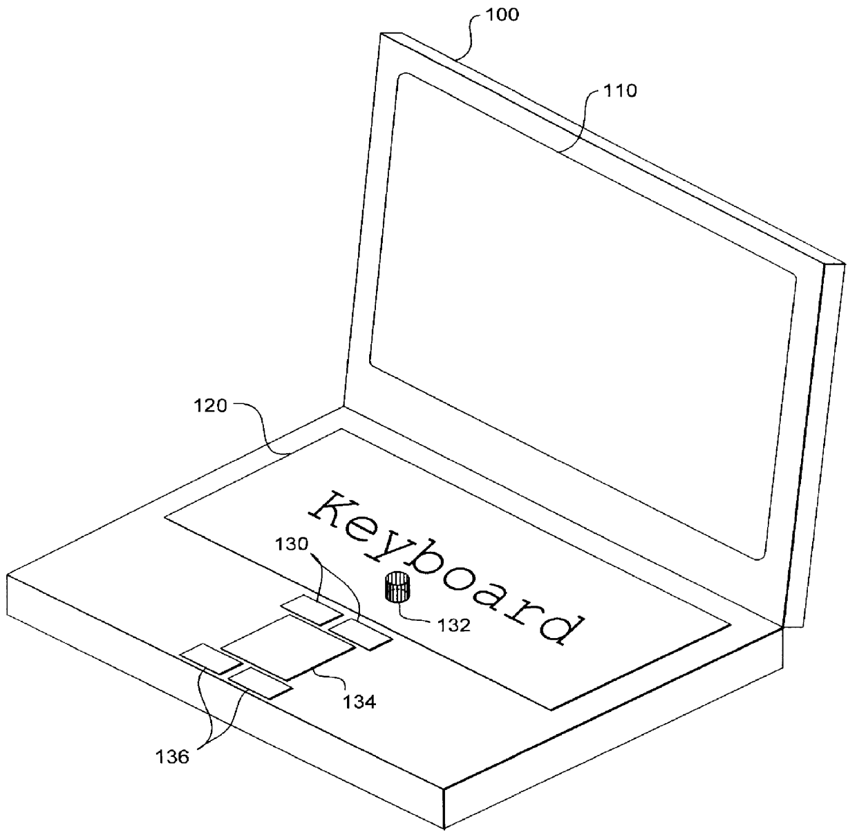 Laptop with buttons configured for use with multiple pointing devices