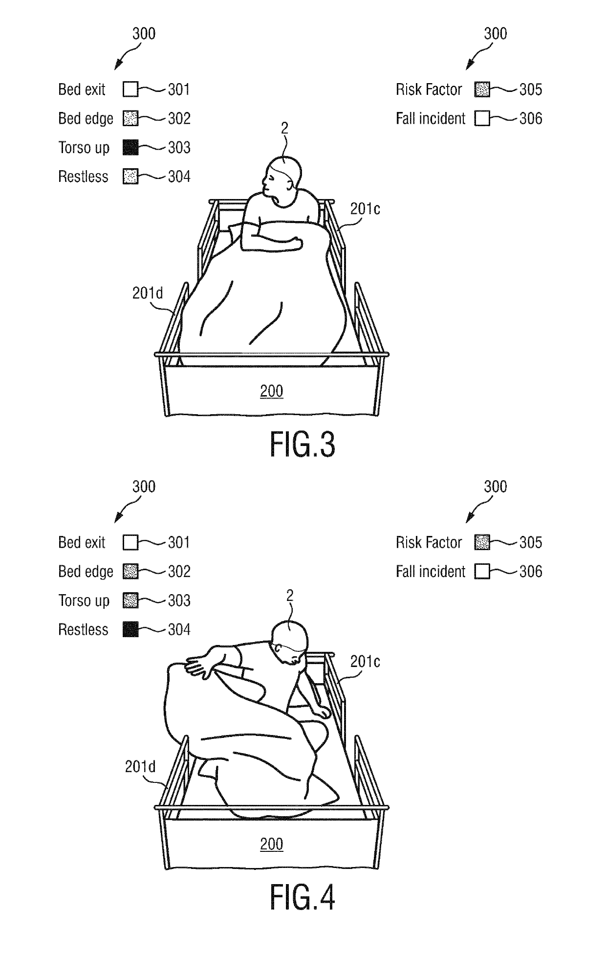 Device, system and method for patient monitoring to predict and prevent bed falls