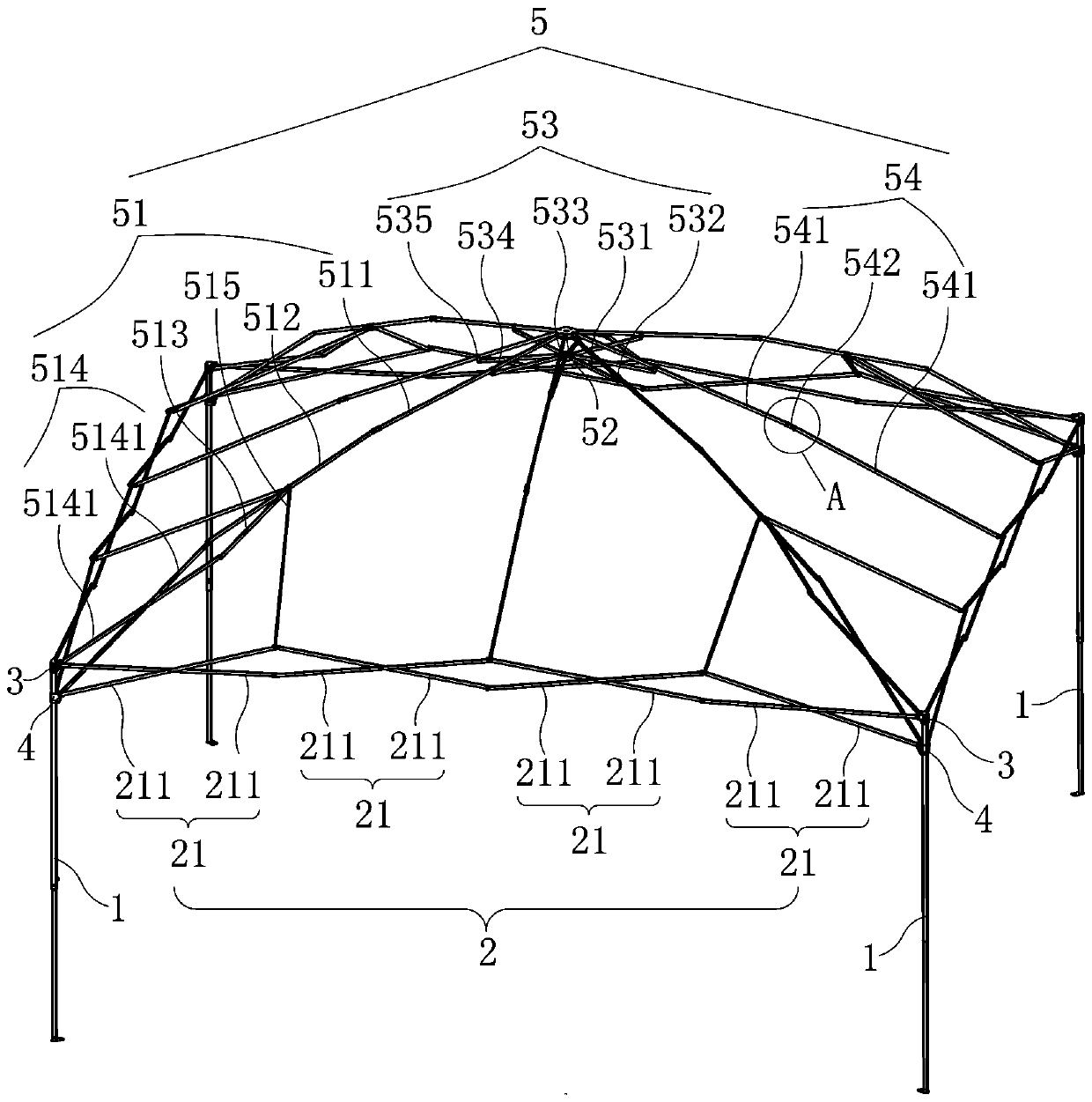 Improved structure of large-size tent