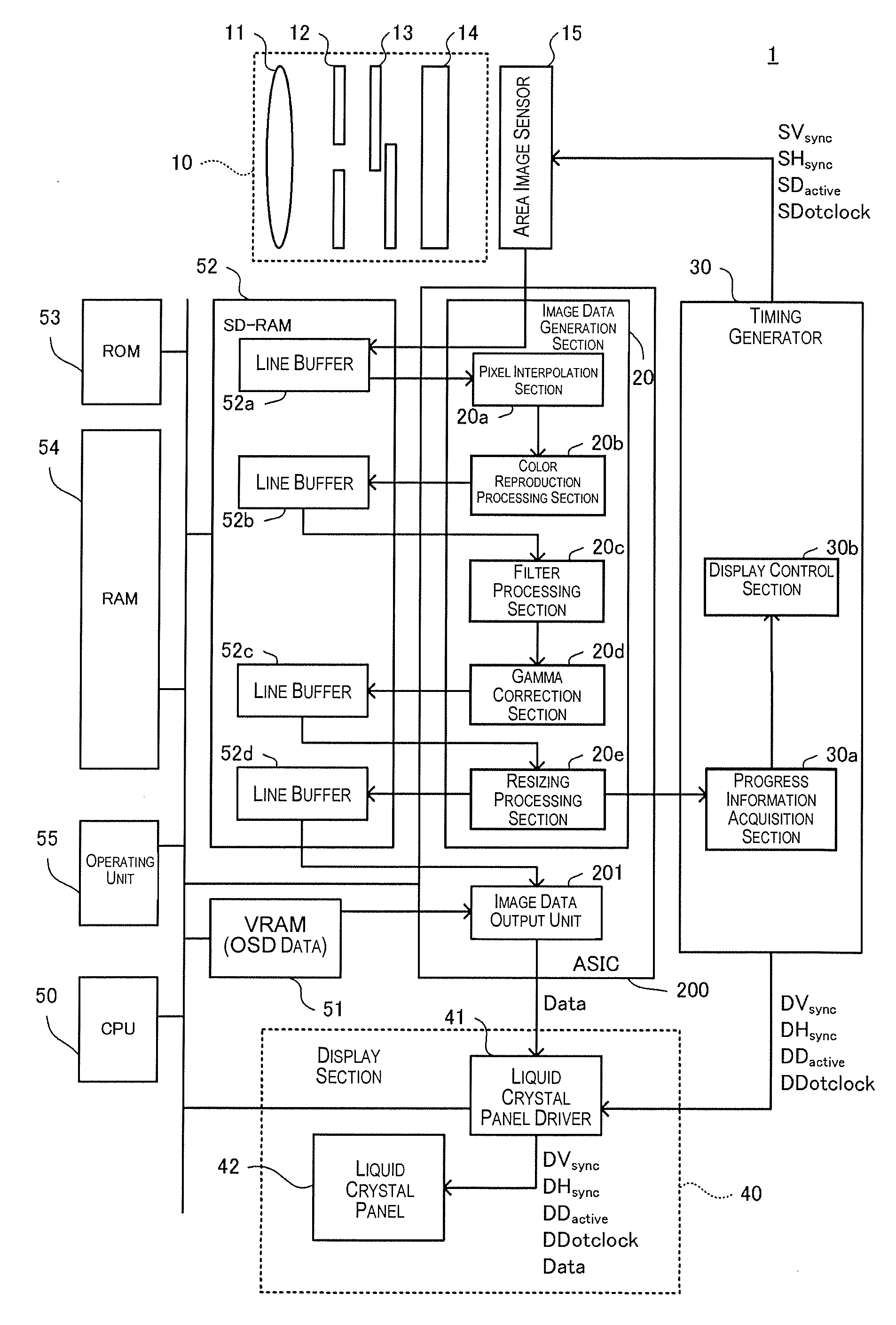 Image-displaying device and display control circuit