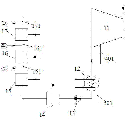 Heat network grading heating system using small steam turbine and adjusting method thereof