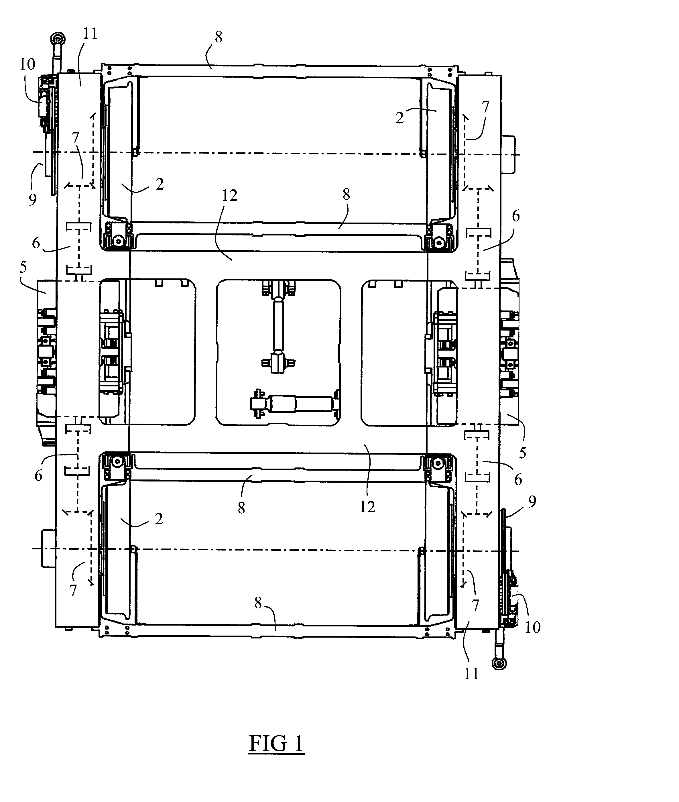 Motor bogie for a vehicle having an integral low-slung floor