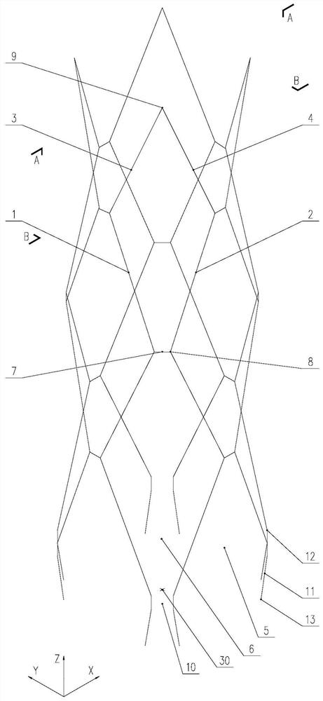 A kind of super high-rise structure with super-high-rise structure and composition method of giant oblique column with large rhombic grid on facade transformed at the bottom