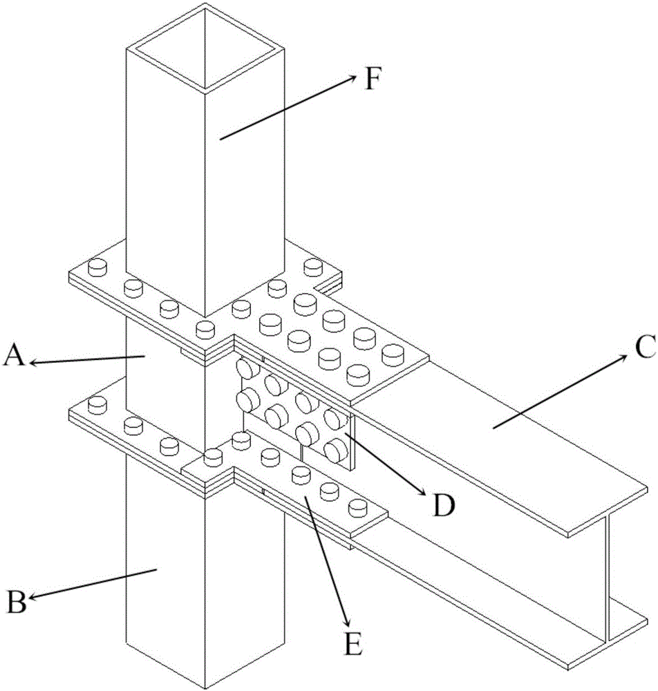 Fabricated beam-column bolt joint connection device with cover plate and double flanges