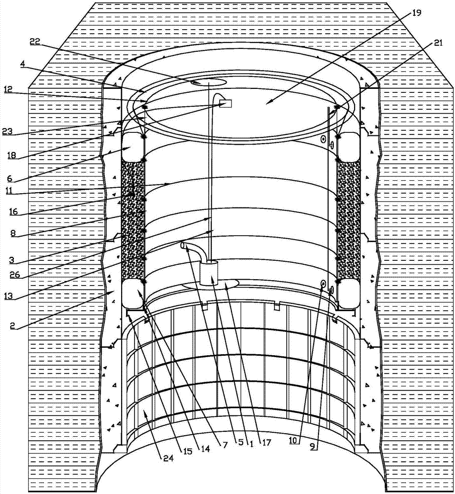 Steam curing device for concrete inner and outer well walls of frozen shaft