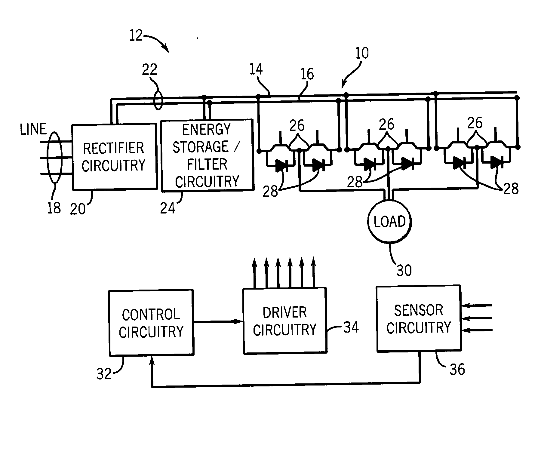 Bus structure for power switching circuits