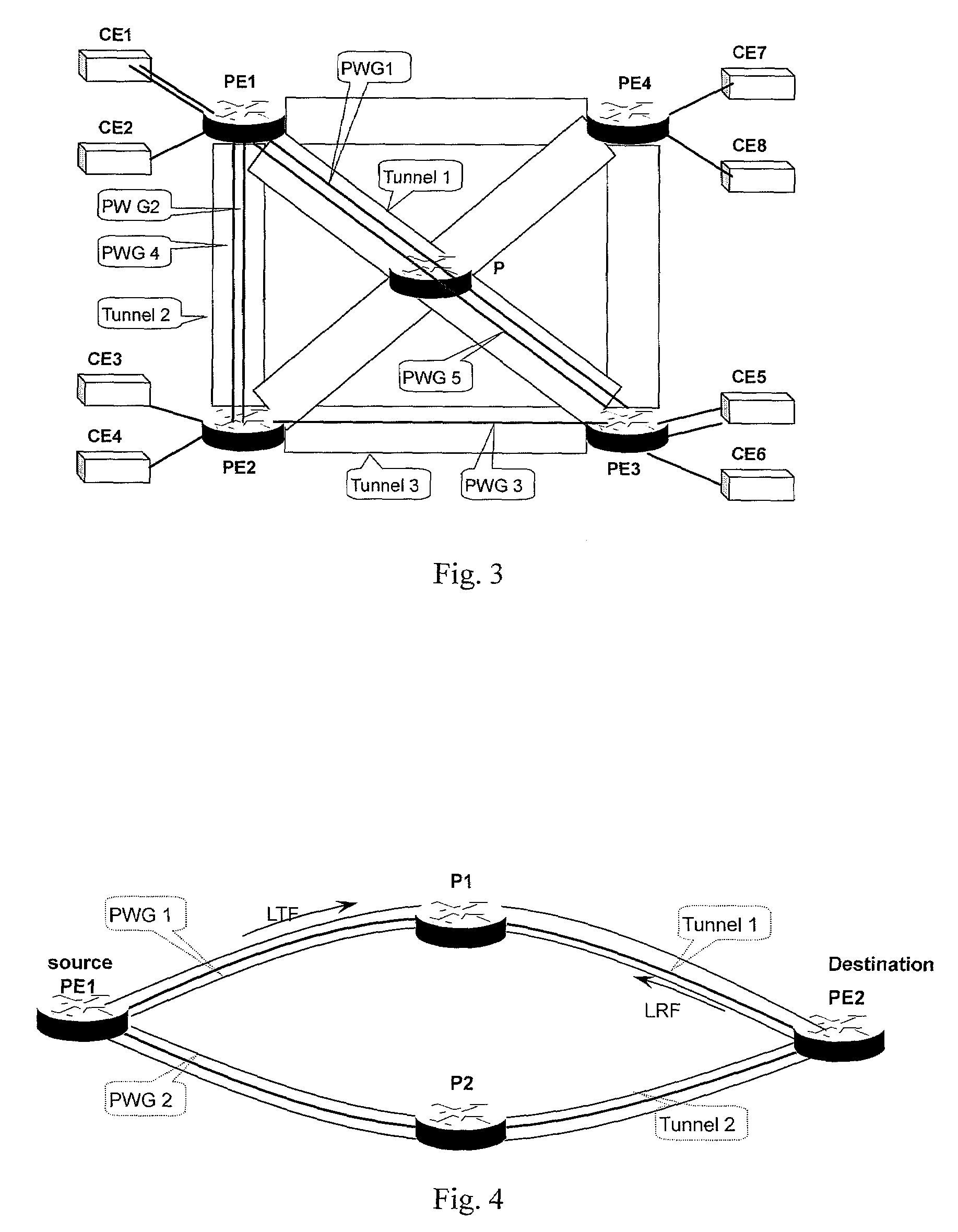 Method and device for protective switching of pseudo-wires on packet switching network