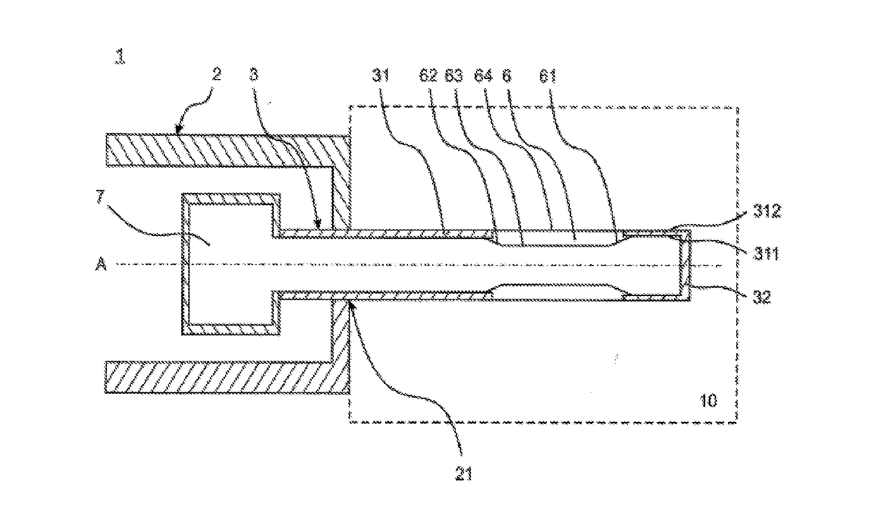 Device for analyzing a product to be analyzed located in a product space