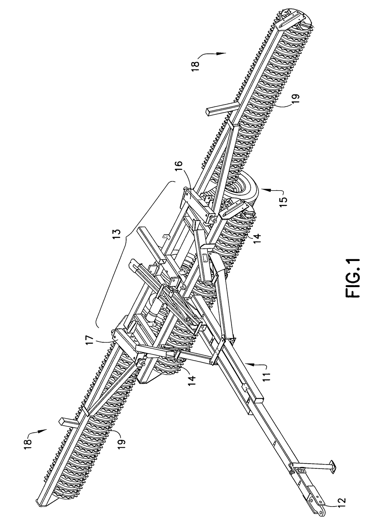 Agricultural implements with hinged and floating wings