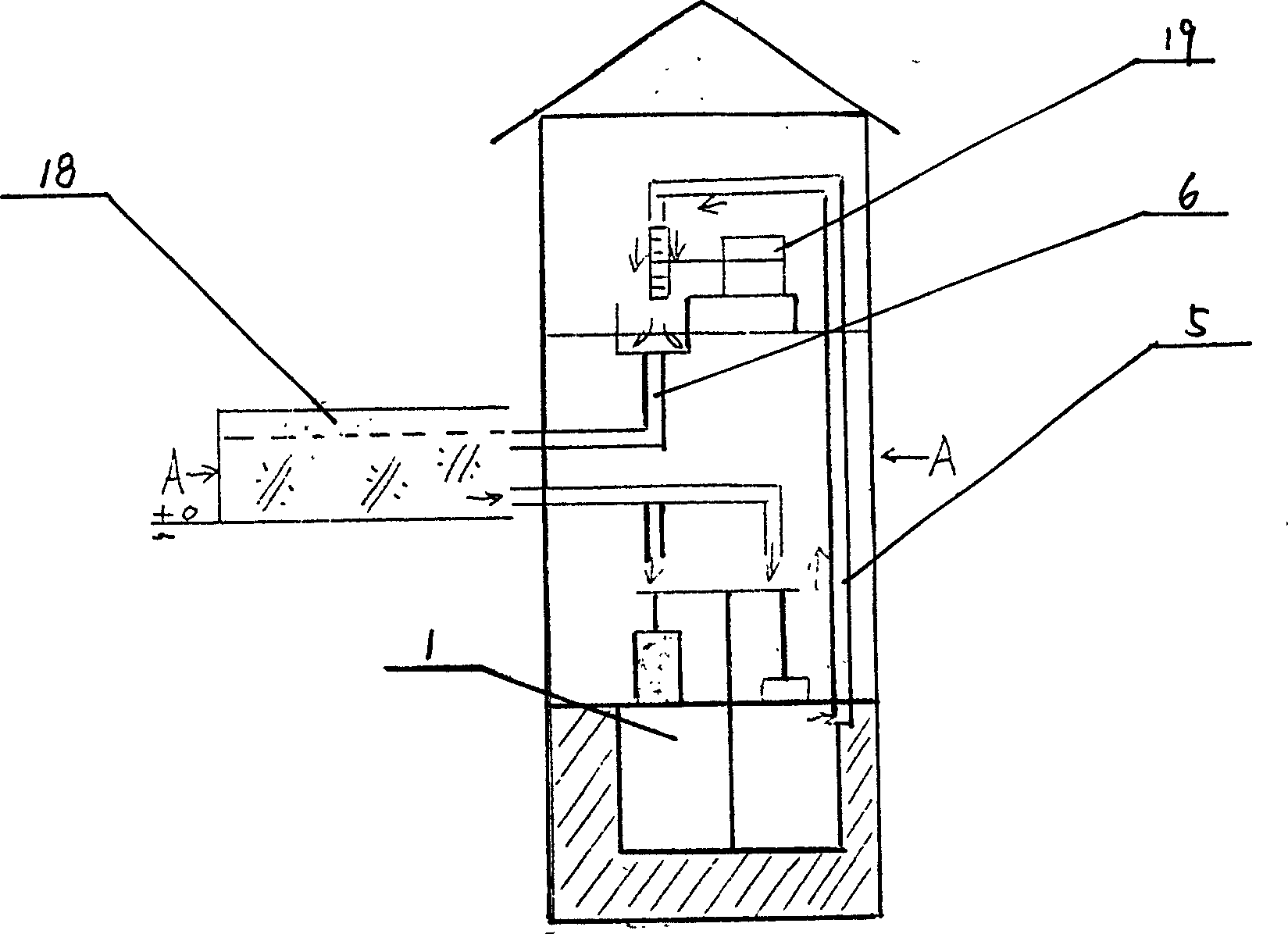 Method and set for pressure generation through water automatic circulation