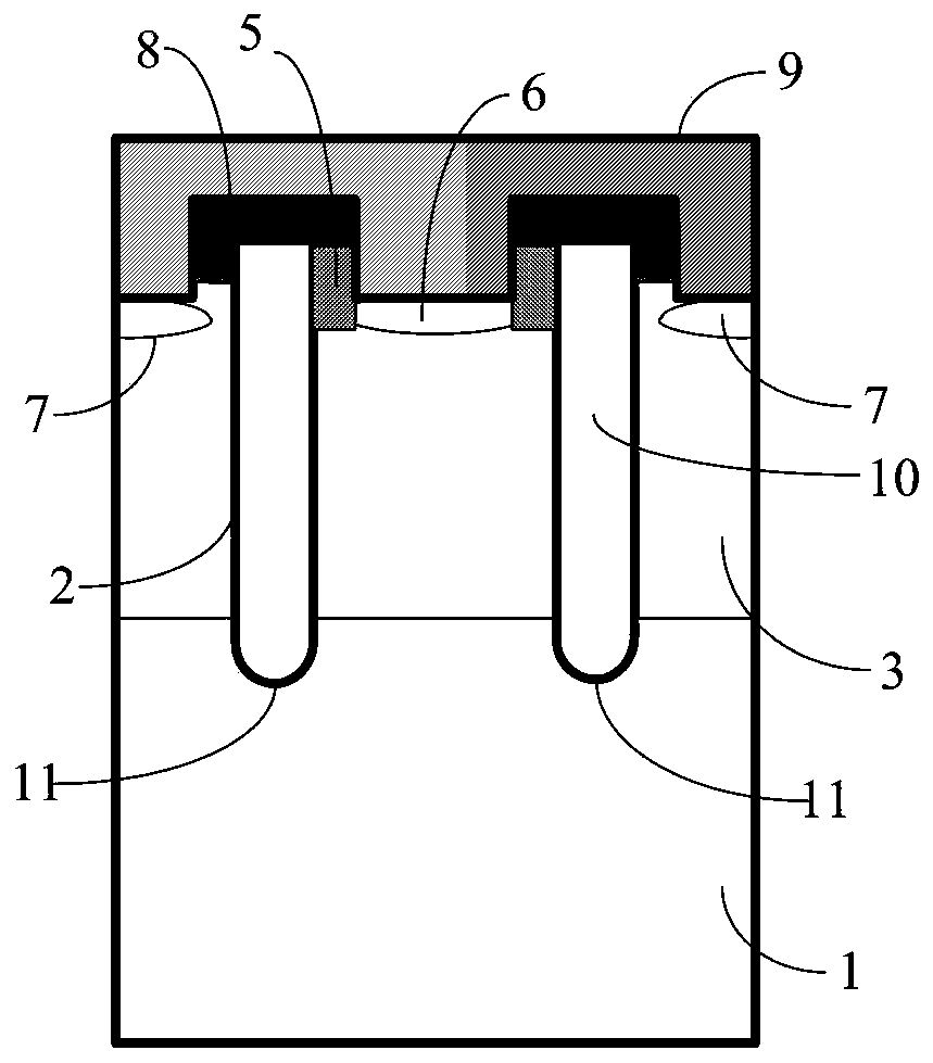 Trench gate igbt device with high short-circuit resistance and preparation method thereof