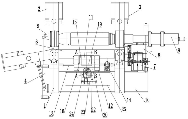 Continuous gradual expanding and rounding device and method for thick-wall metal longitudinal welded tube