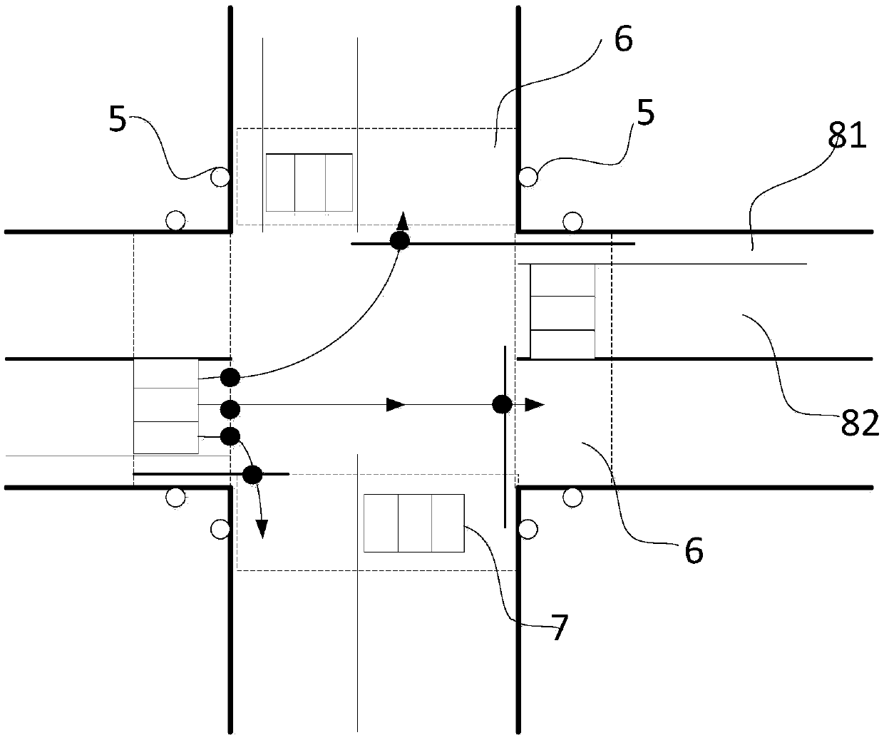 Road intersection early warning control method, system and sensing device used