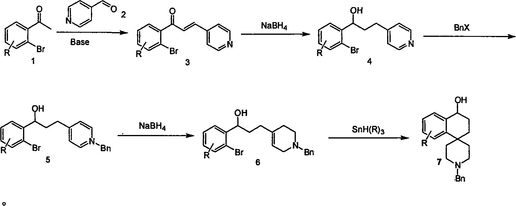 Synthesis of whorl(1-tetrahydronaphthalene-4,4'-piperidine) derivative