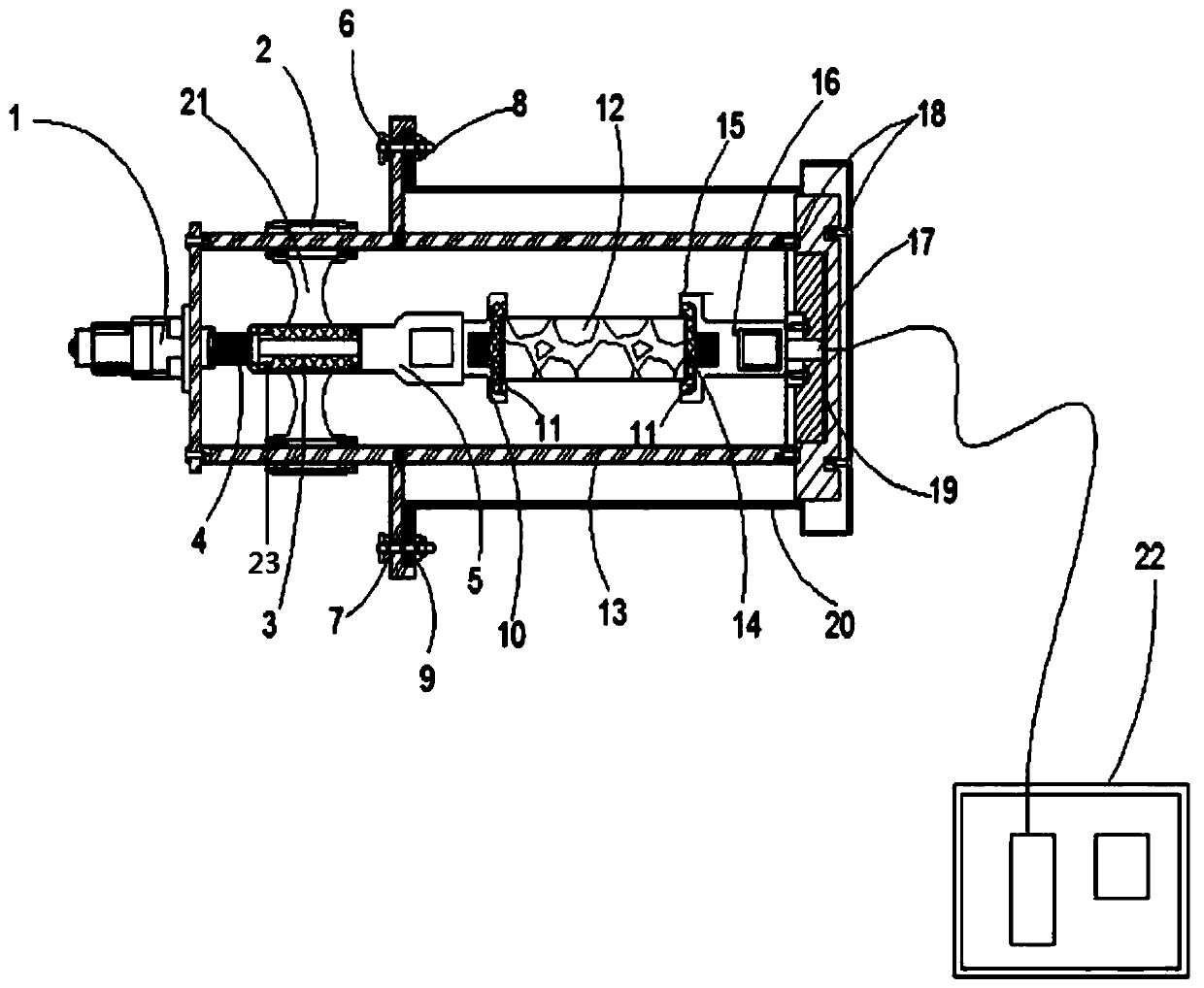 A loading device suitable for high and low temperature cycle test chambers and ct scanners