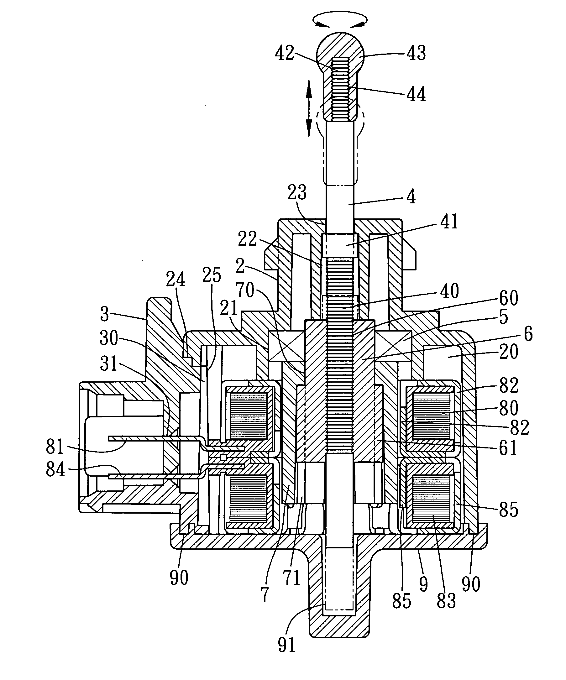 Step-by-step motor able to carry out up-and-down motion