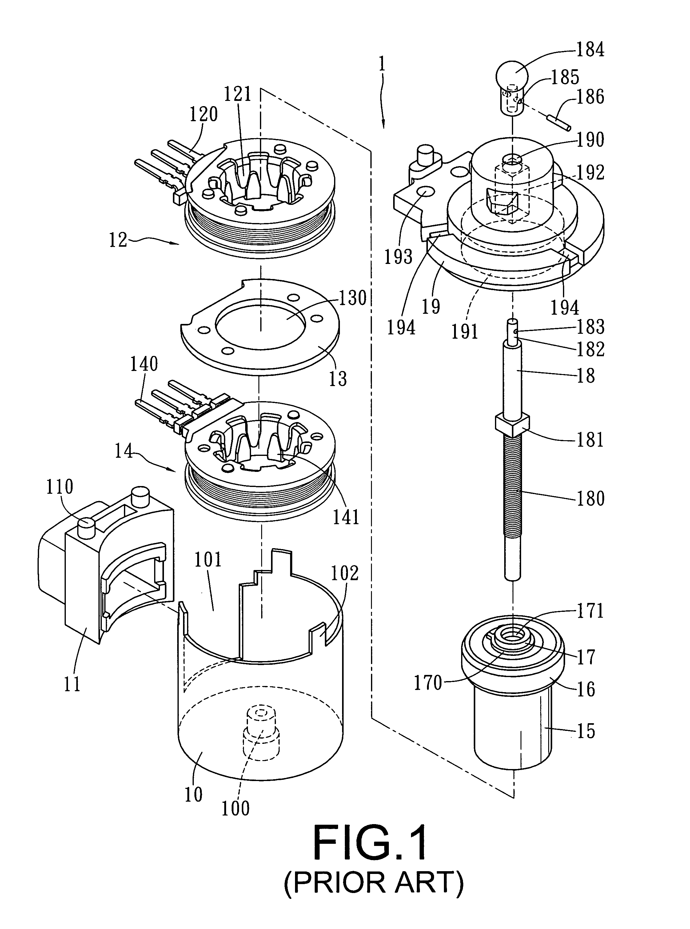 Step-by-step motor able to carry out up-and-down motion