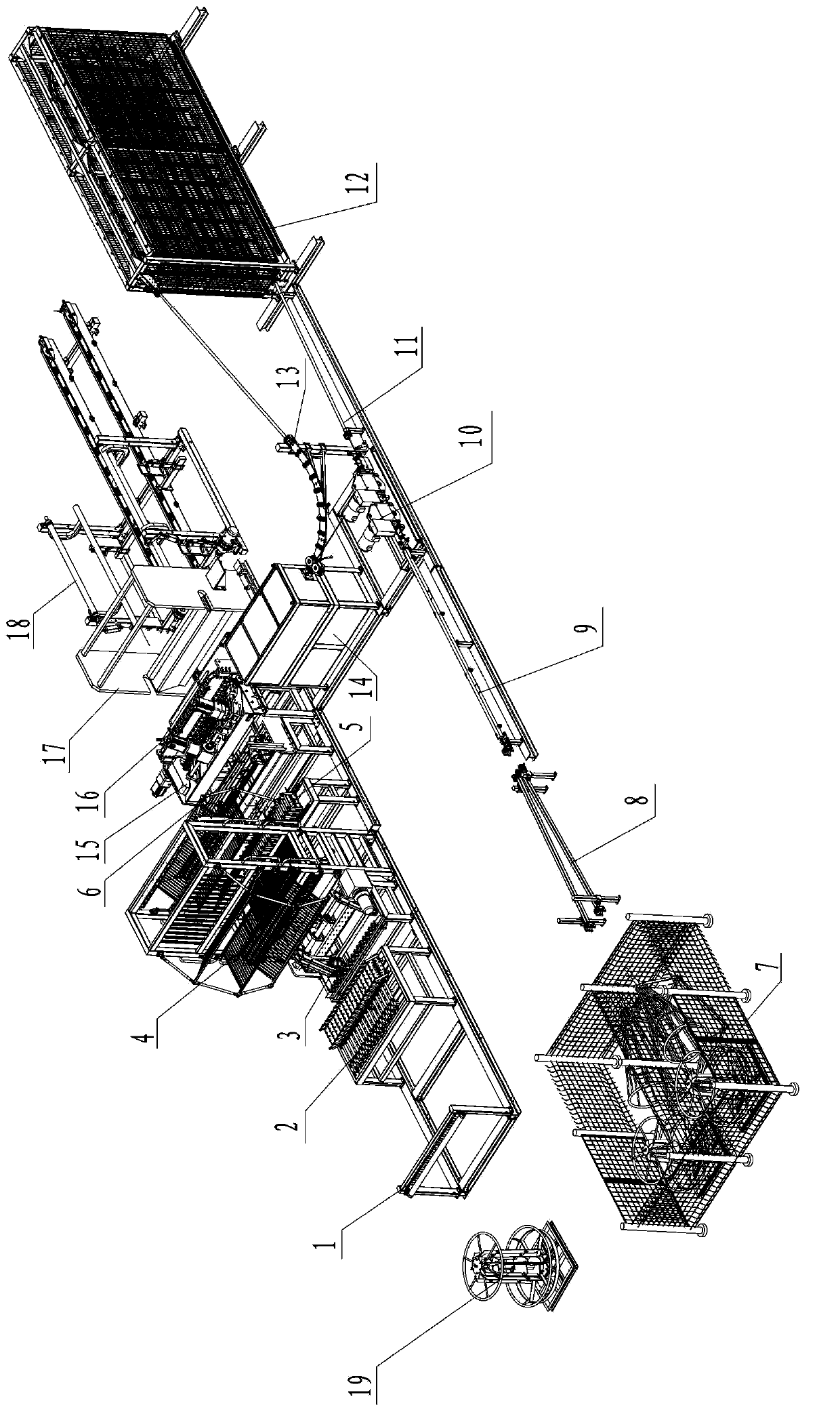 Full-automatic reinforcing mesh welding production line