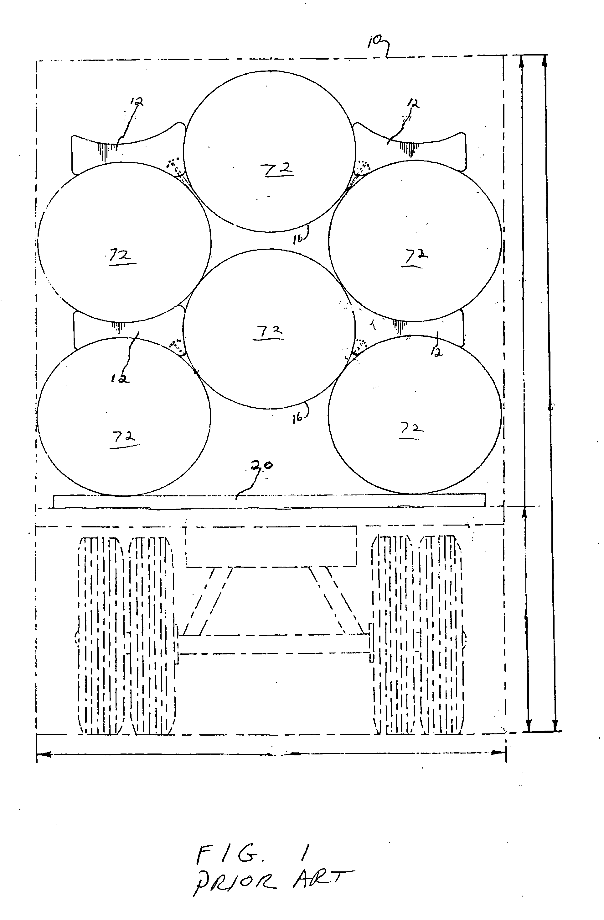 Self-gripping rack for cantilevered tanks