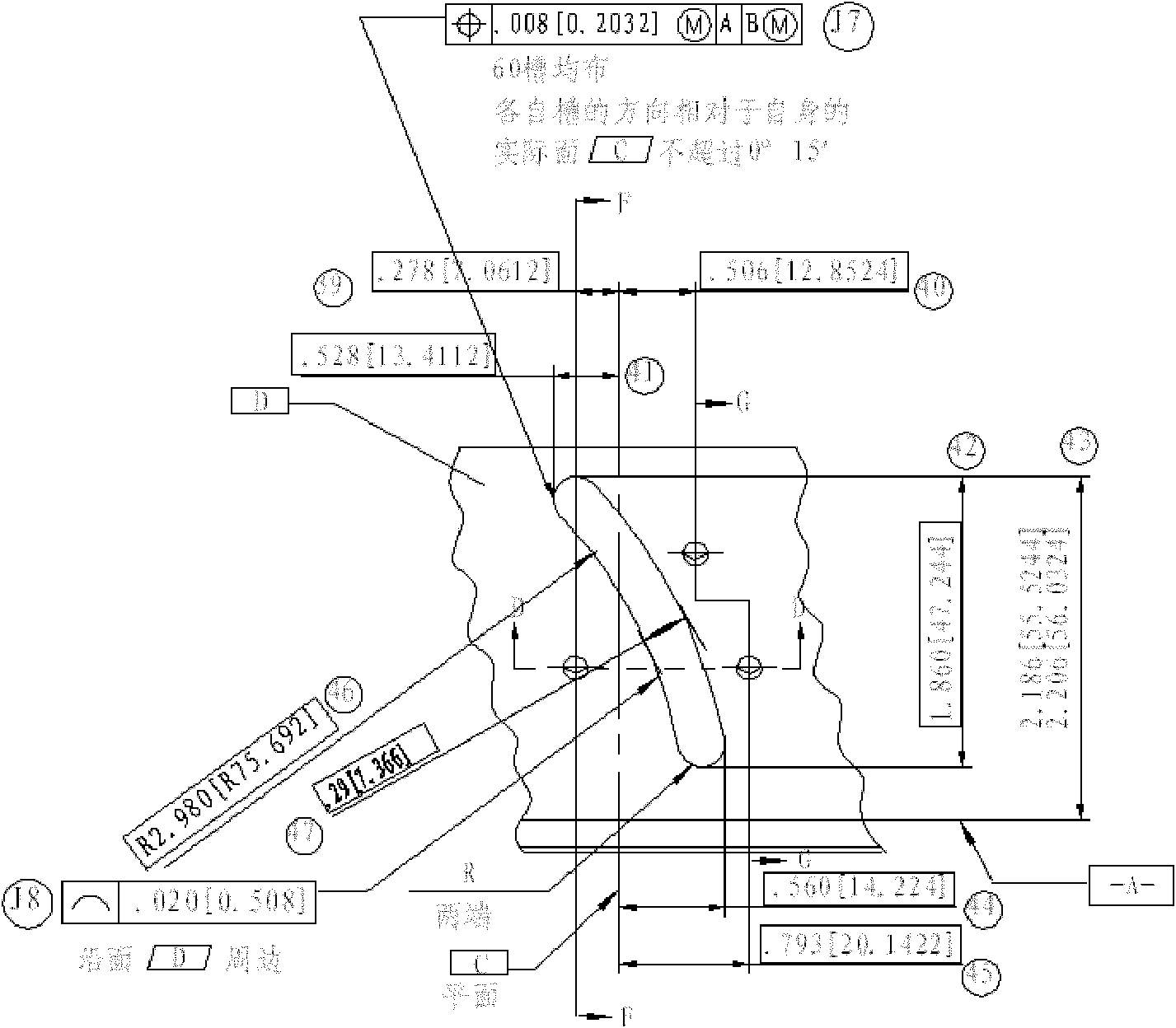 Measuring and calculating method of profile line part without datum