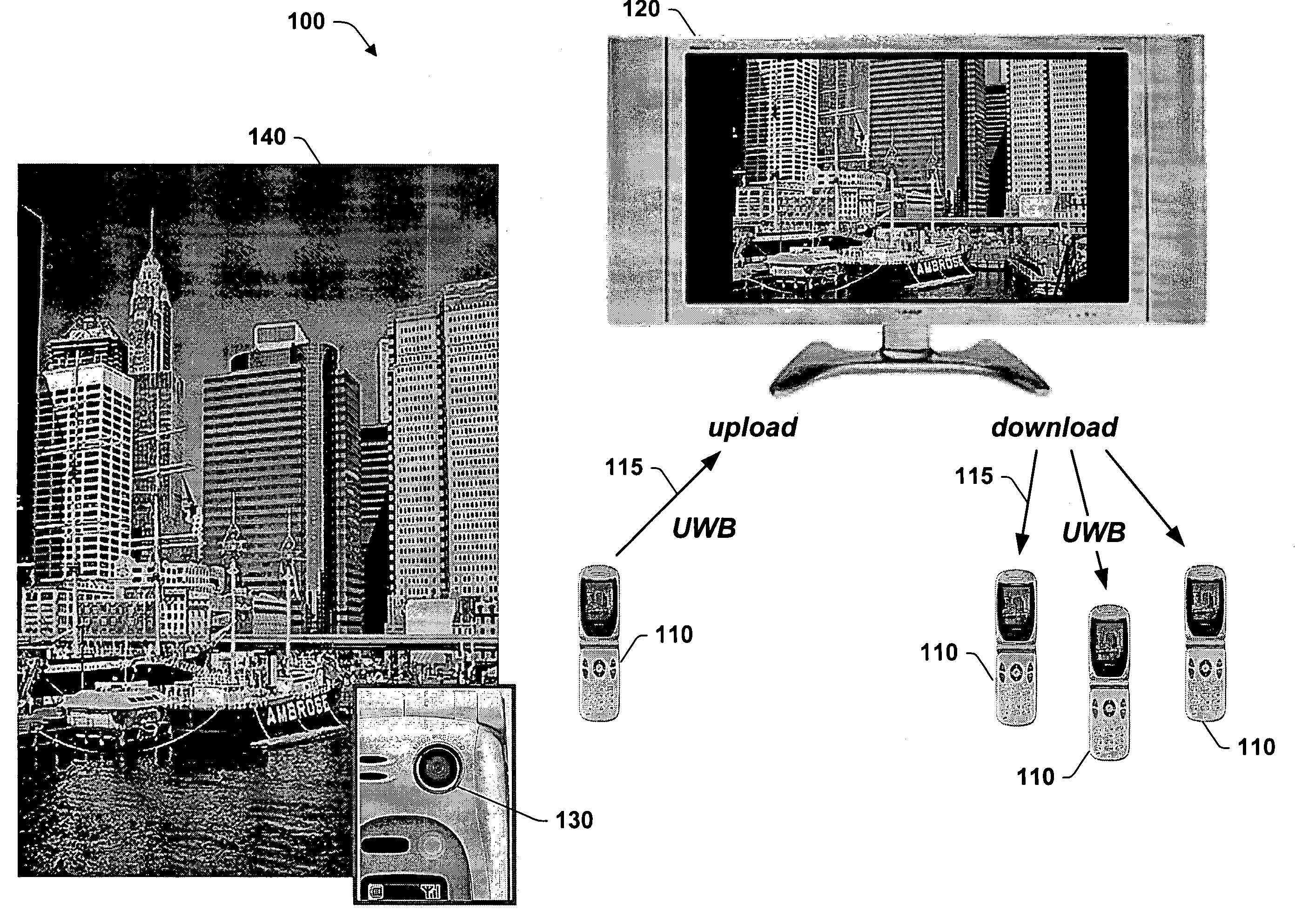 Home picture/video display system with ultra wide-band technology