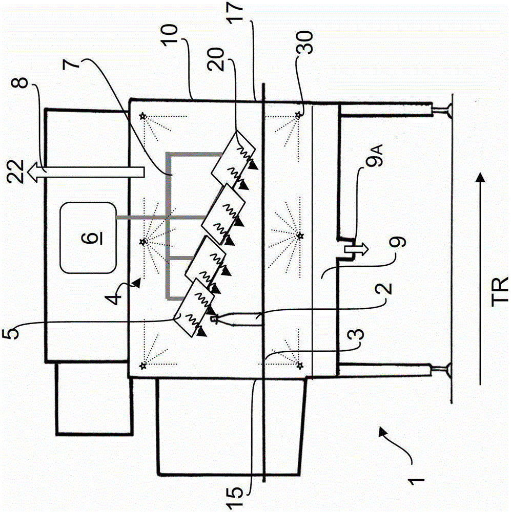 Drying device for containers and method for cleaning such a drying device