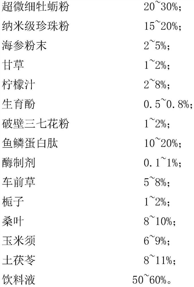 Marine organism multifunctional concentrated beverage and preparation method thereof