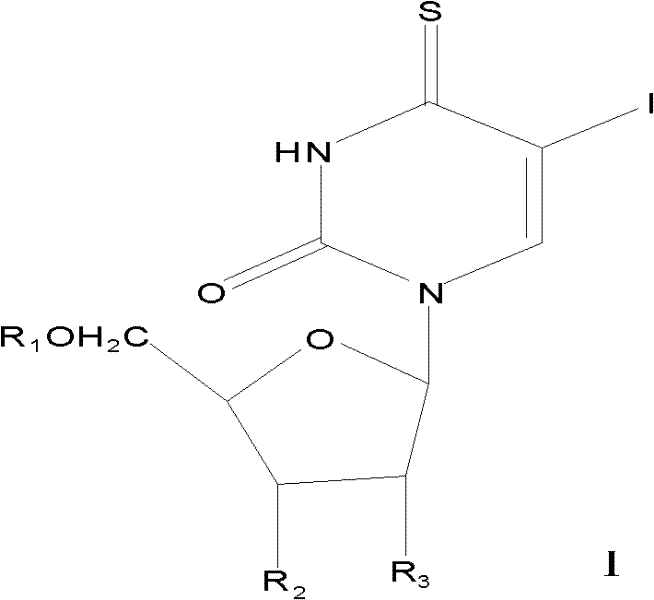 5-iodine-4-sulfur-2'-deoxyuridine, and derivatives and synthetic method thereof