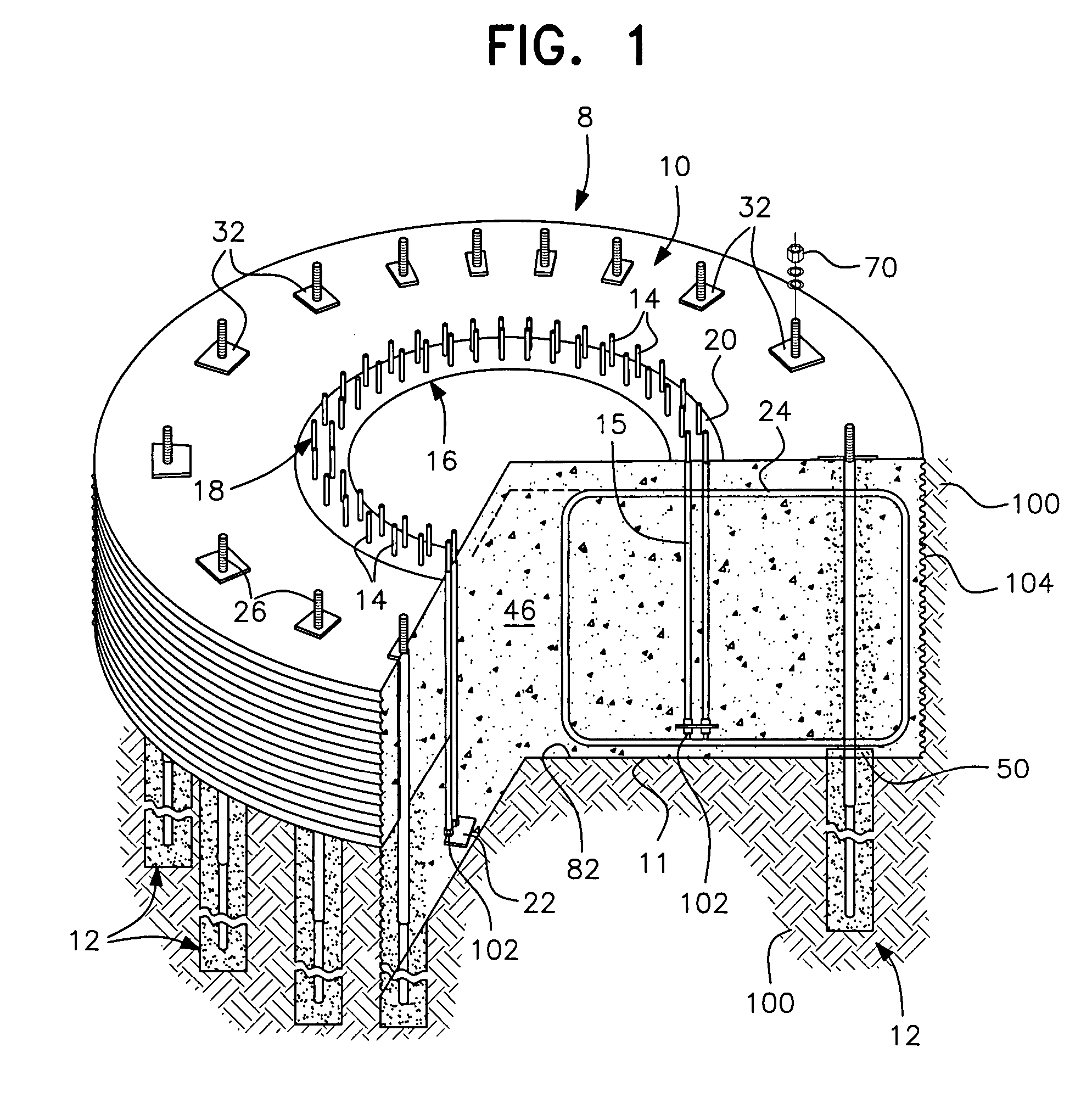 Post-tension pile anchor foundation and method therefor