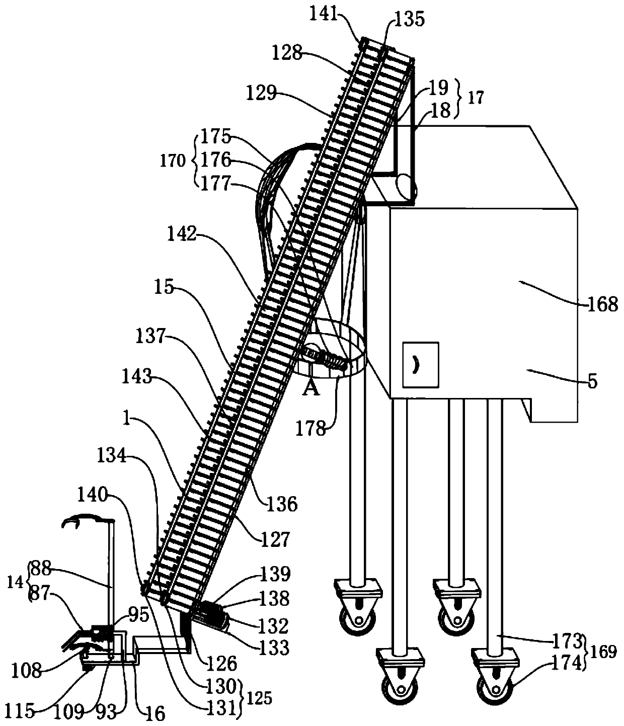 Integrated rotary-pull-leaf-removing air-flow-tilt-preventing precise-classification wearable traveling garment for antirrhinum majus harvesting