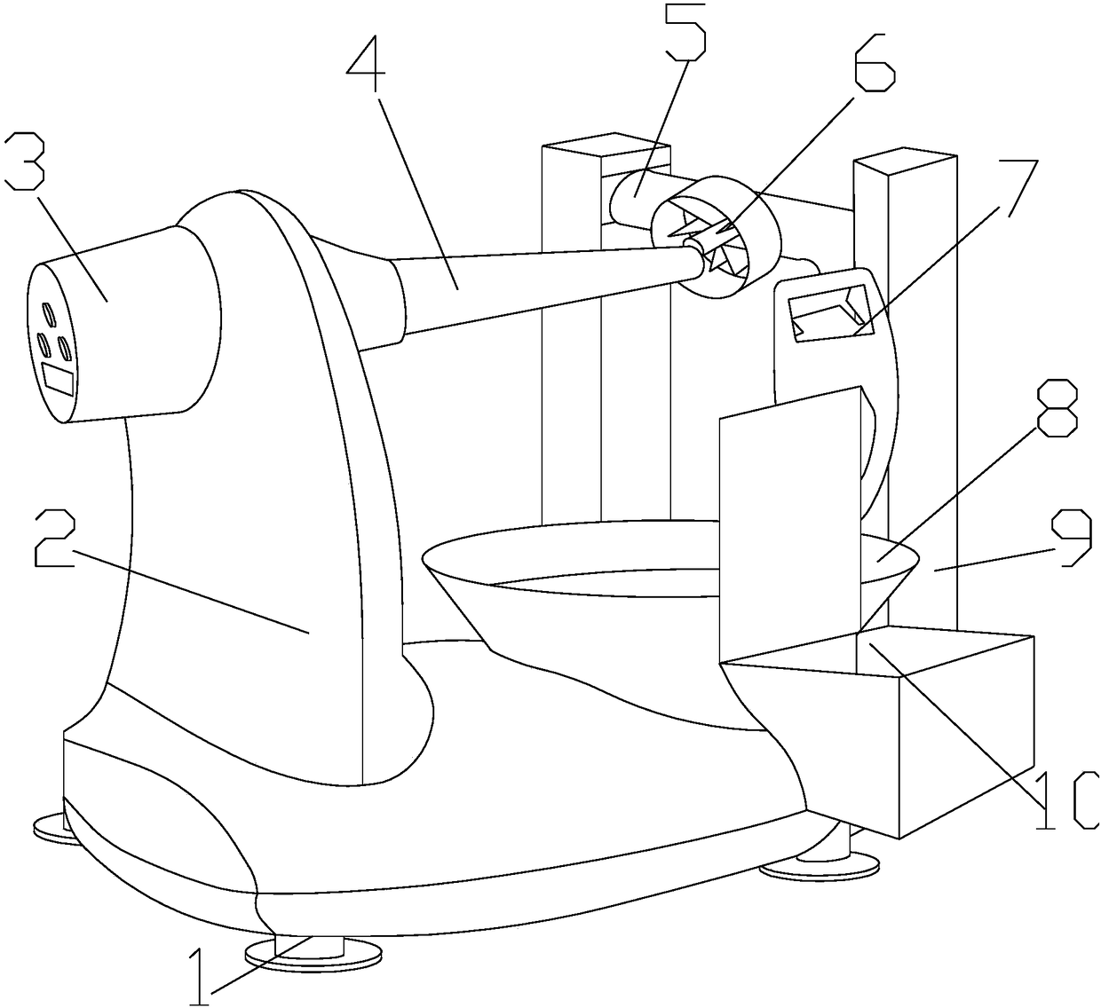 Dicing device of full automatic fruit processing peeler