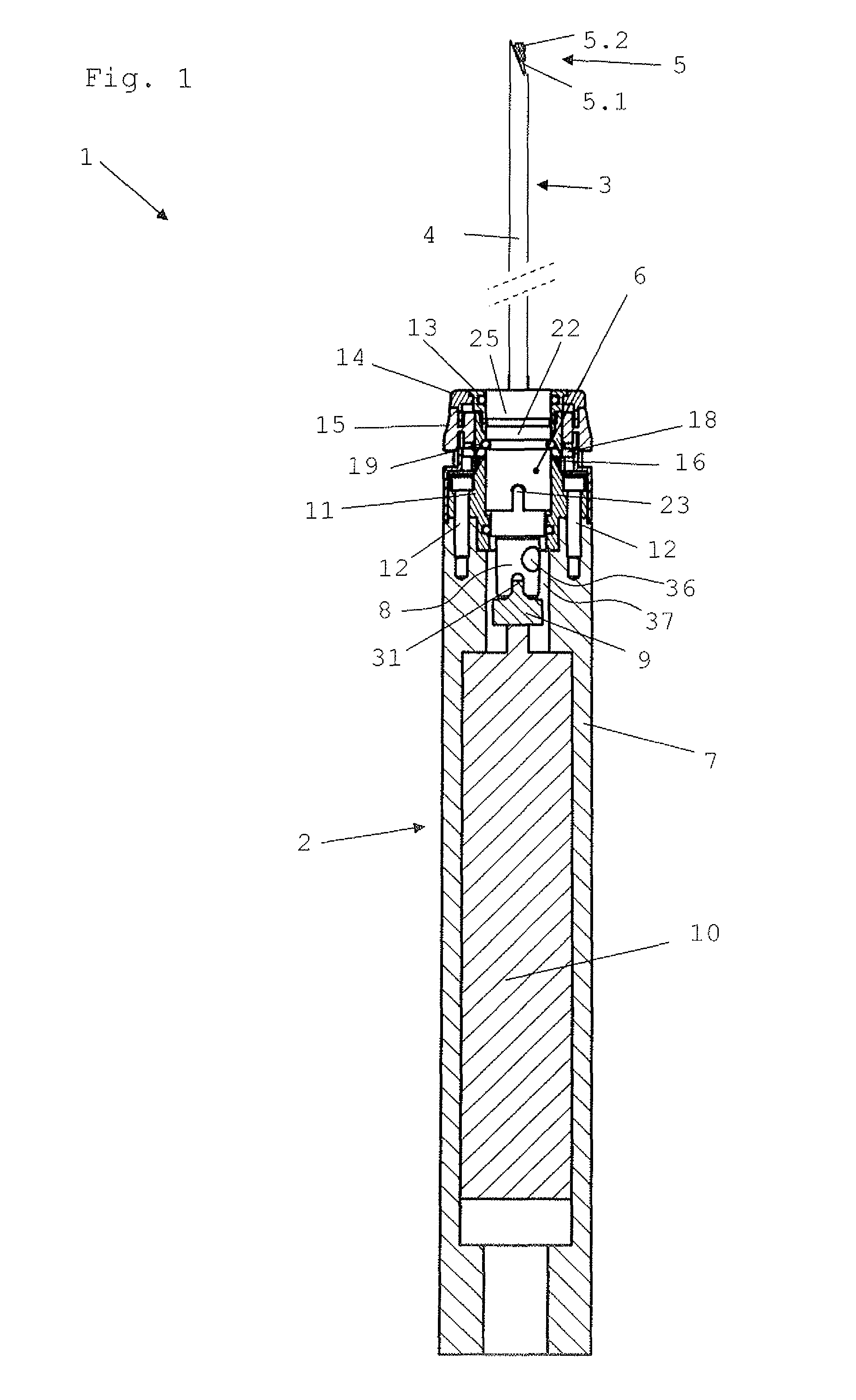 Surgical instrument for detachably connecting a handpiece to a surgical tool